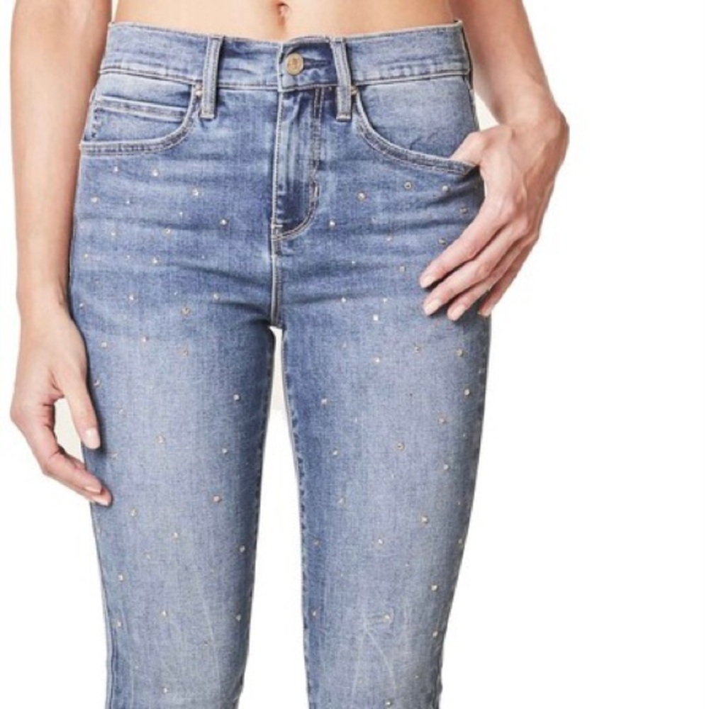 Nicole Miller Artelier BLUE DENIM Swarovski Crystals Soho Jeans